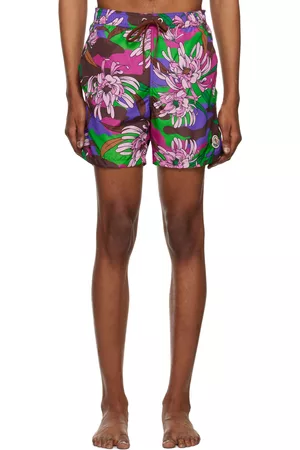 Moncler Men Swim Shorts - Multicolor Printed Swim Shorts