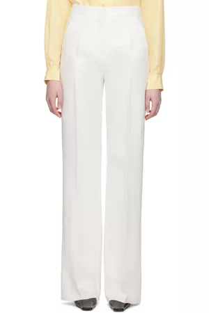 Max Mara Women Twill Pants - White Brusson Trousers