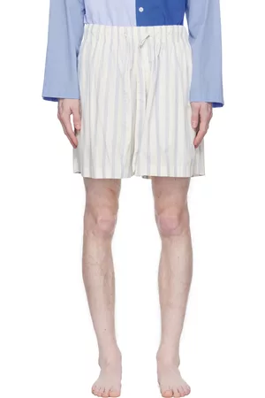 Tekla Men Pajamas - Off-White Striped Pyjama Shorts