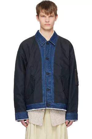 A PERSONAL NOTE 73 Men Denim Jackets - Navy Paneled Denim Jacket