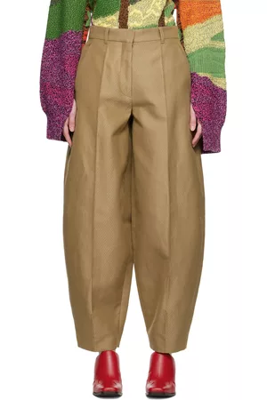 Stella McCartney Women Twill Pants - Khaki Tapered Trousers