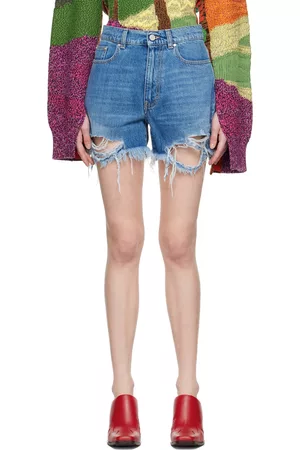 Stella McCartney Women Shorts - Blue Distressed Denim Shorts
