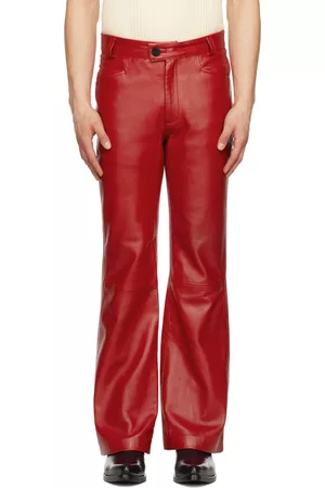 navn tommelfinger Pris Leather Pants in the color Red for men | FASHIOLA.com