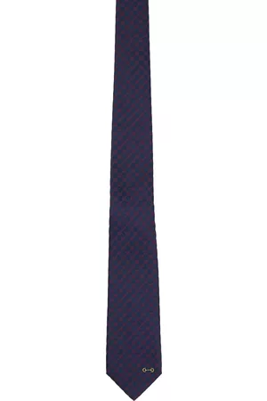 Horsebit jacquard silk tie in blue