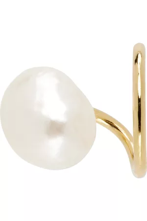 Maria Black Women Stud Earrings - Gold Freshwater Pearl Twirl Left Earring