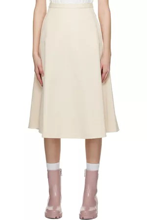 Moncler Women Midi Skirts - White A-Line Midi Skirt