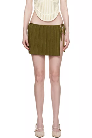 Isa Boulder Women Mini Skirts - Green Pleated Reversible Miniskirt