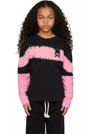 Acne Studios Long Sleeved T-Shirts - Kids & Pink Tie-Dye Stripe Long Sleeve T-Shirt