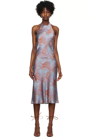 Silk Laundry Women Halter Neck Dresses - Purple Halter Midi Dress