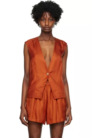 Silk Laundry Women Tank Tops - Orange Slouch Vest