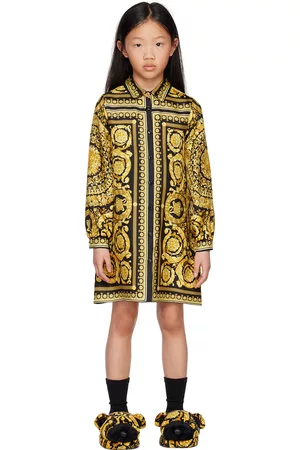 VERSACE Girls Graduation Dresses - Kids Black Barocco Dress