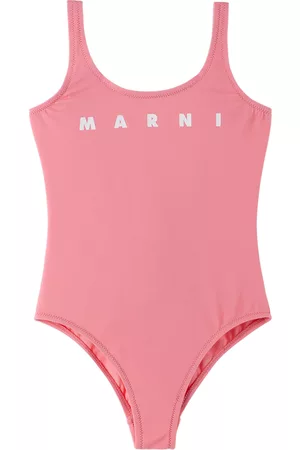 Marni Girls Swimsuits - Kids Pink Printed One-Piece Swimsuit