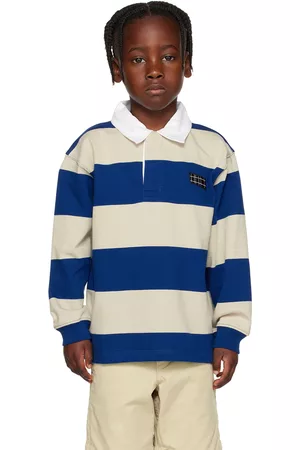 Molo Polo T-Shirts - Kids Blue & Gray Relz Long Sleeve Polo
