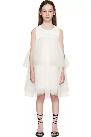 MISS BLUMARINE Girls Graduation Dresses - Kids White Crystal-Cut Dress