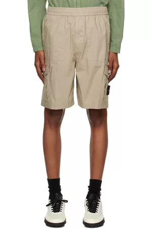 Stone Island Men Twill Shorts - Beige Patch Shorts
