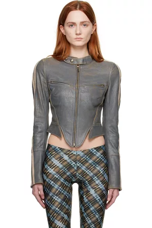 KNWLS Women Leather Jackets - Gray Claw Jacket