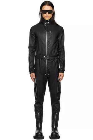 Rick Owens Men Jumpsuits - Black Bauhaus Leather Flightsuit