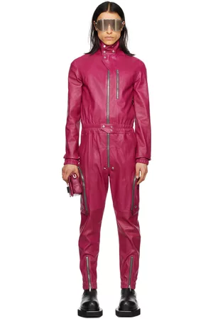 Rick Owens Men Jumpsuits - Pink Bauhaus Leather Jumpsuit