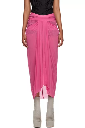 Rick Owens Women Midi Skirts - Pink Draped Midi Skirt