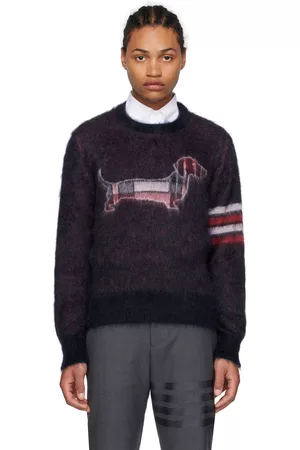 Thom Browne Men Tops - Navy Jacquard Sweater