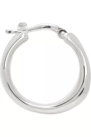 Jil Sander Men Hoop Earrings - Silver Hoop Single Earring