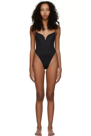 Stella McCartney Women Swimsuits - Black Sculpted Plunge One-Piece Swimsuit