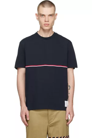 Thom Browne Men T-Shirts - Navy Stripe T-Shirt