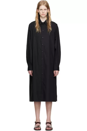 LEMAIRE Women Casual Dresses - Black Playful Buttoned Shirt Midi Dress