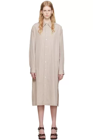 LEMAIRE Women Casual Dresses - Beige Playful Buttoned Shirt Midi Dress