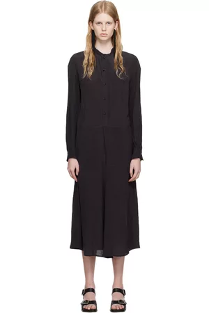 LEMAIRE Women Casual Dresses - Black Gusset Collar Shirt Midi Dress