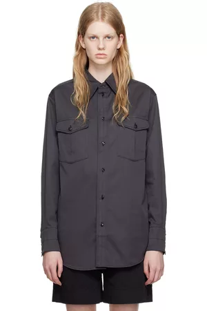 LEMAIRE Women Twill Shirts - Gray Western Shirt