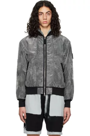 Stone Island Men Bomber Jackets - Gray Garment-Dyed Bomber Jacket