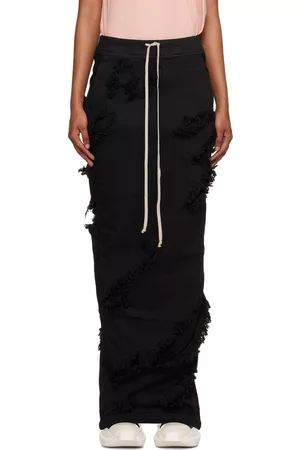 Rick Owens Women Maxi Skirts - Black Pillar Denim Maxi Skirt