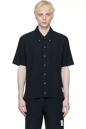 Thom Browne Men Shirts - Navy & Black Button Shirt