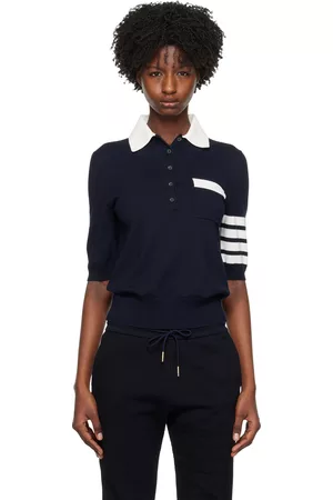 Thom Browne Women Polo T-Shirts - Navy 4-Bar Polo
