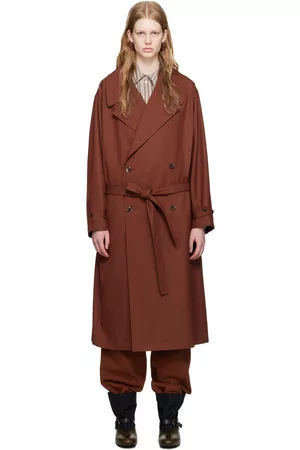LEMAIRE Women Trench Coats - Red Double Breasted Trench Coat