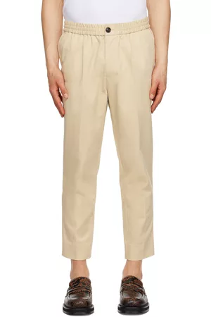 Ami Men Pants - Beige Elasticized Trousers