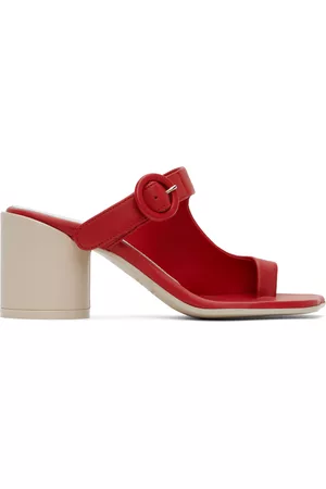 Maison Margiela Women Heeled Sandals - Red Buckle Heeled Sandals
