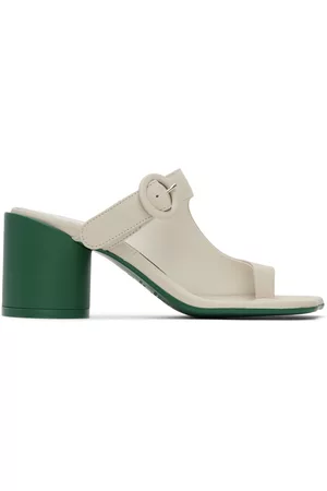 Maison Margiela Women Heeled Sandals - Off-White Buckle Heeled Sandals