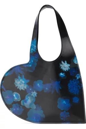 COPERNI Women Tote Bags - Black & Blue Holographic Mini Heart Tote