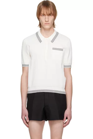 Thom Browne Men Polo T-Shirts - White Tipping Polo