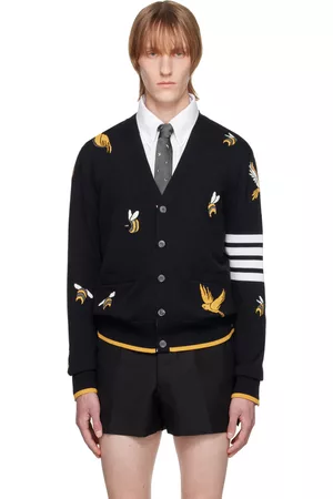 Thom Browne Men Sweatshirts - Navy Birds & Bees Cardigan