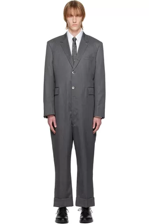 Thom Browne Men Coats - Gray Sport Coat Jumpsuit