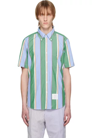 Thom Browne Men Shirts - Green Striped Shirt