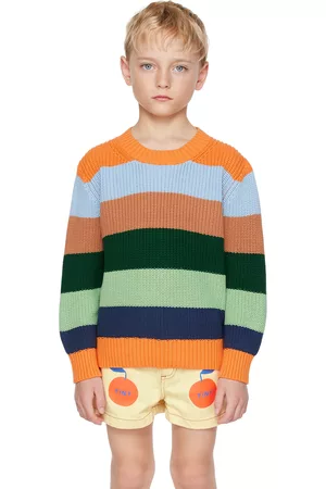 Tiny Cottons Sweaters - Kids Orange Stripes Sweater