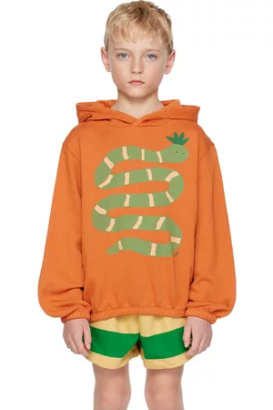 Tiny Cottons Hoodies - Kids Orange Funky Snake Hoodie