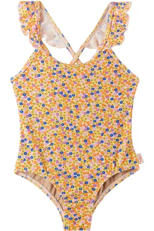 Tiny Cottons Girls Swimsuits - Kids Multicolor Flowers One-Piece Swimsuit