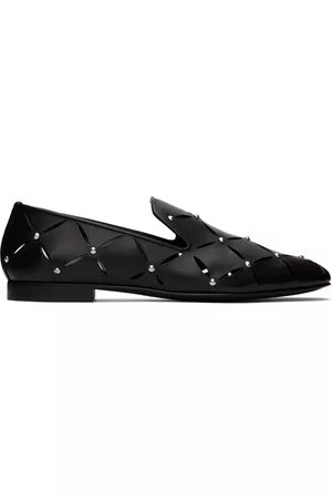 VERSACE Men Slippers - Black Perforated Slippers