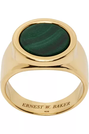 Ernest W. Baker Men Gold Rings - Gold Malachite Stone Ring