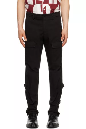 DRIES VAN NOTEN Men Cargo Pants - Black Velcro Tab Cargo Pants